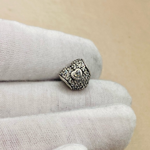 EUC Pandora 791168CZ Sterling Silver In My Heart Charm w/ Clear Zirconia - Picture 3 of 8